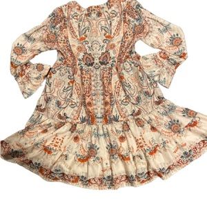 Boho style V neck button front dress